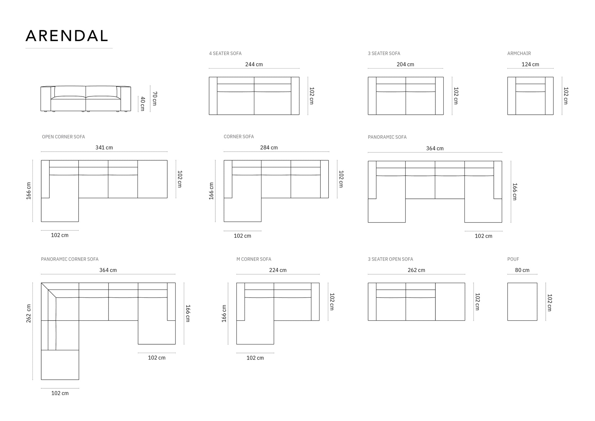 Dīvāns Cosmopolitan Design Arendal 262x102x70 cm bēšs - N1 Home