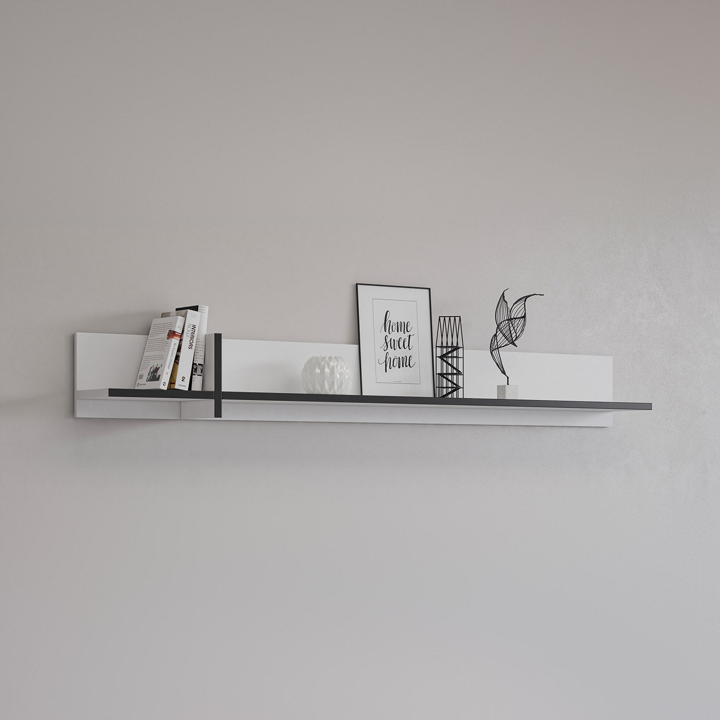 Sienas plaukts Krosit kolekcija 180/23/23 cm balts/melns - N1 Home