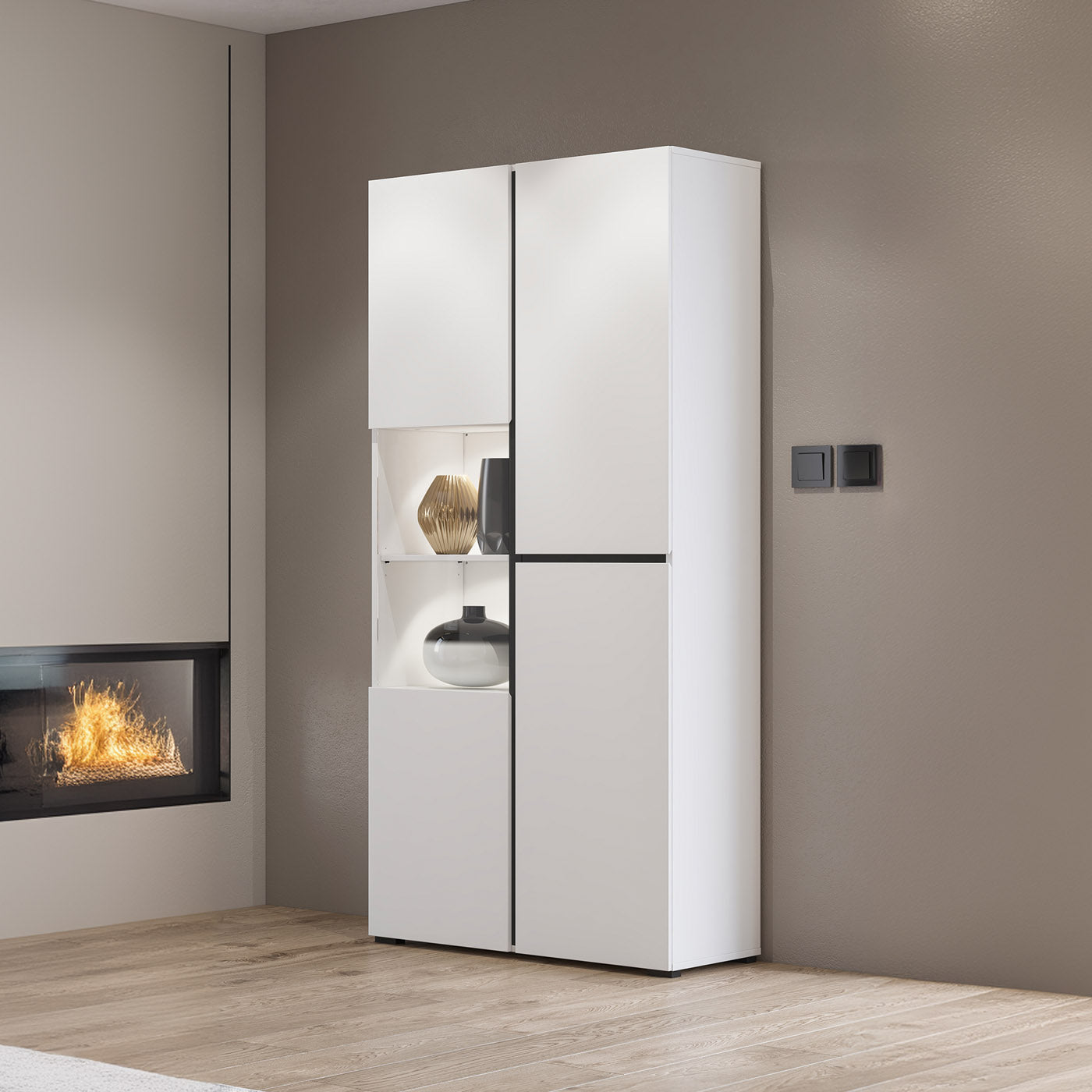 Vitrīnas skapis Krosit kolekcija 79/183/40 cm balts/melns