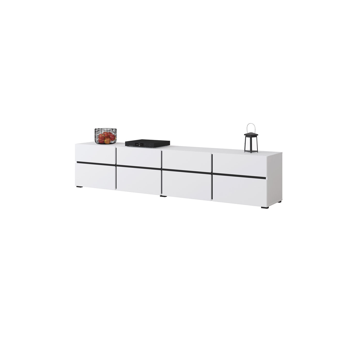TV skapis Krosit kolekcija 225/48/40 cm balts/melns - N1 Home