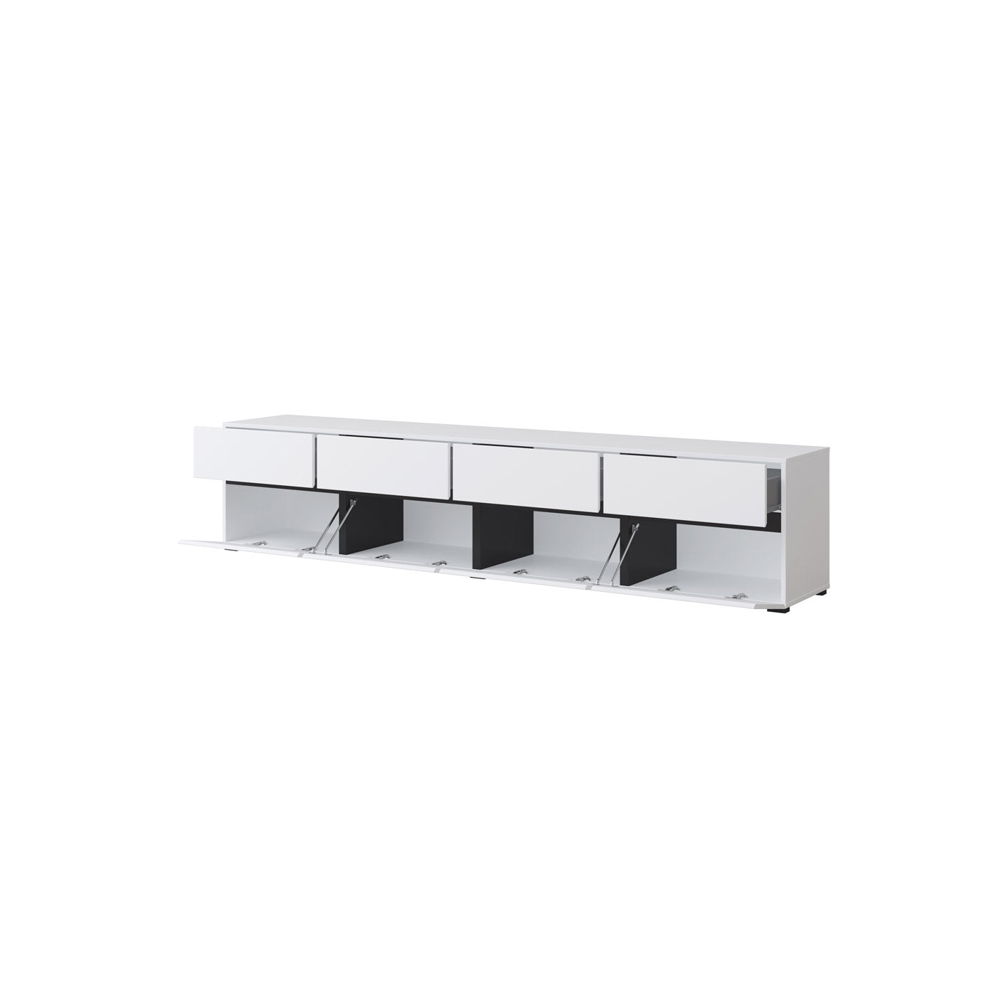 TV skapis Krosit kolekcija 225/48/40 cm balts/melns - N1 Home