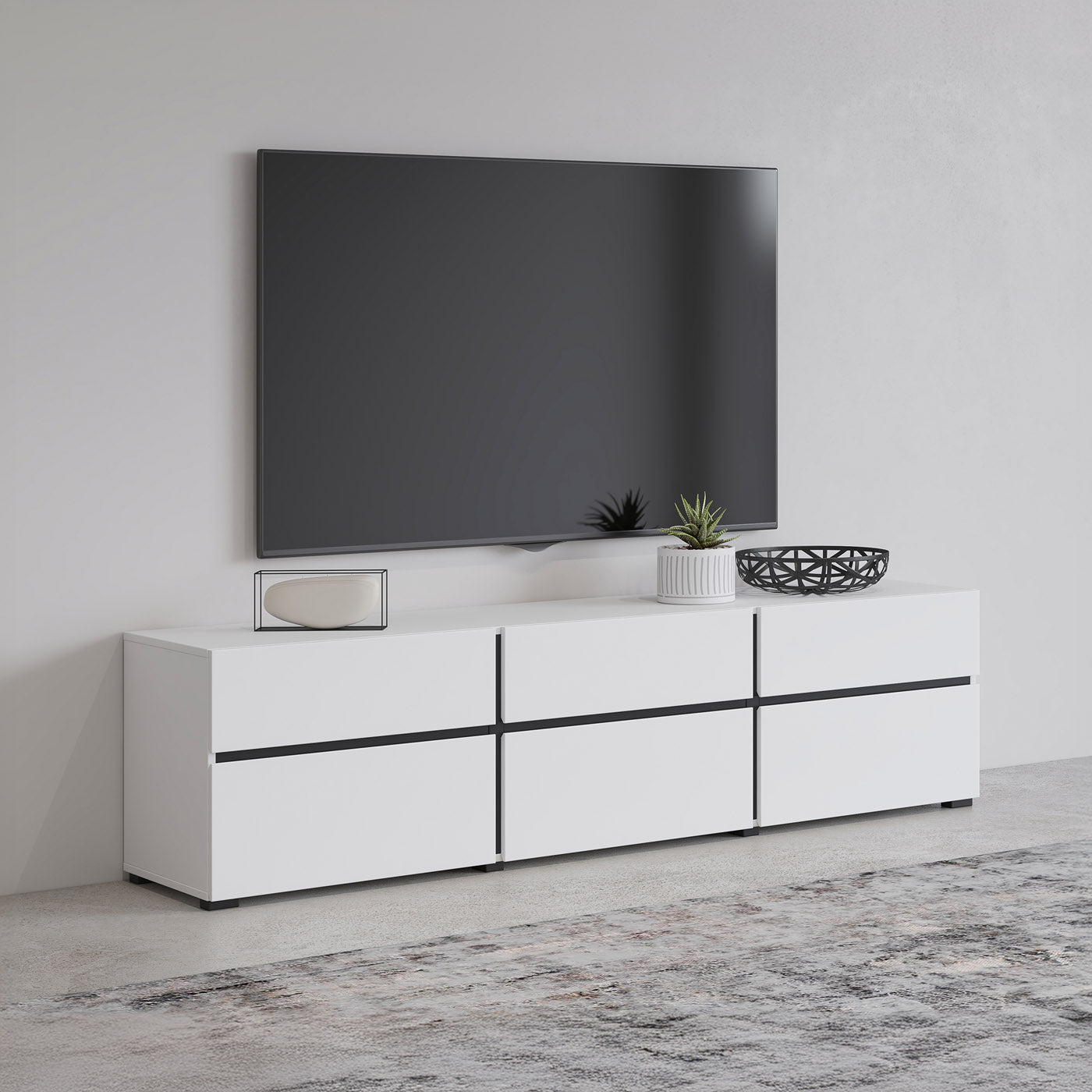 TV skapis Krosit kolekcija 180/40/48 cm melns/balts