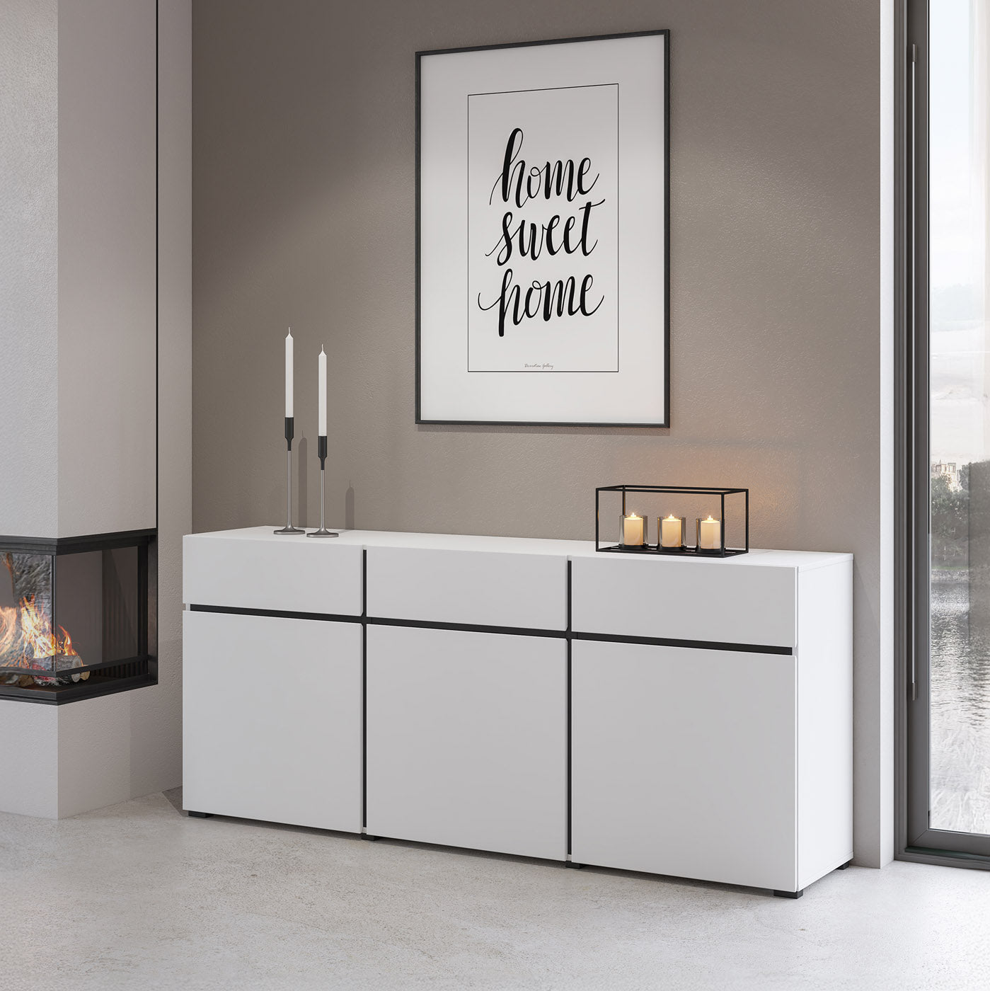 Kumode Krosit kolekcija 180/78/40 cm balts/melns - N1 Home