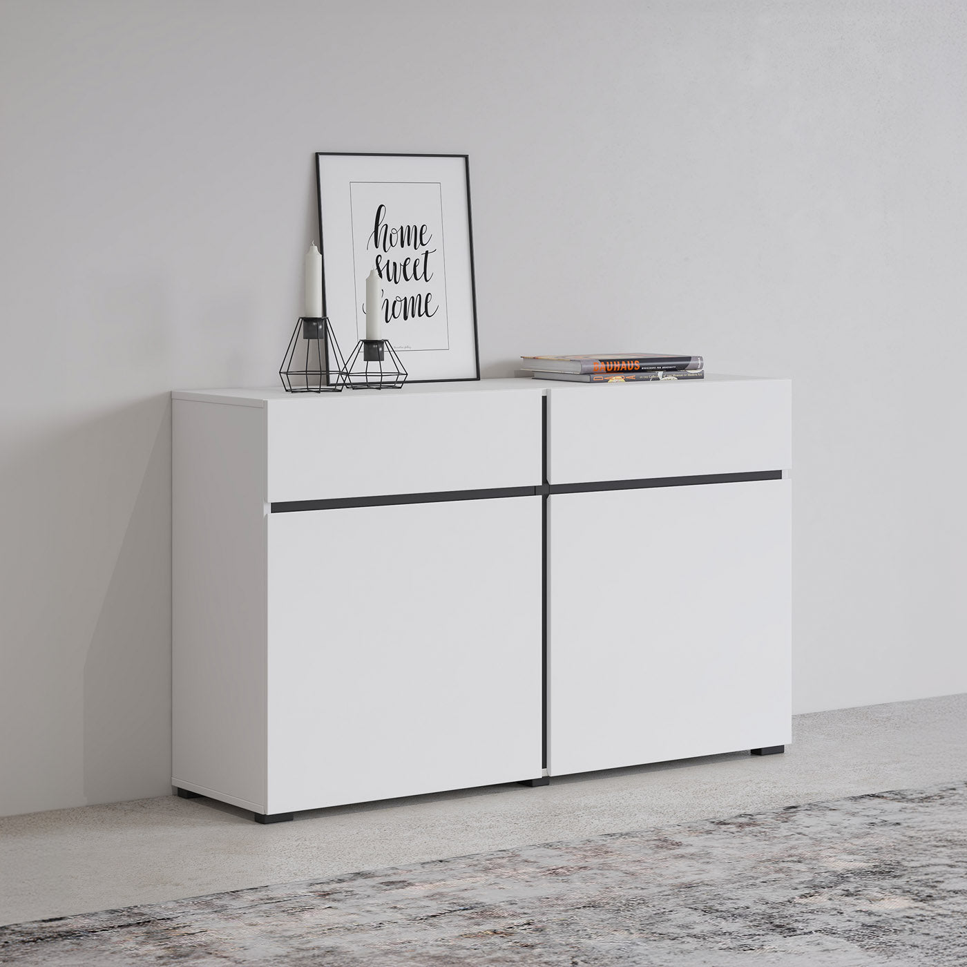 Kumode Krosit kolekcija 119/78/40 cm balts/melns - N1 Home