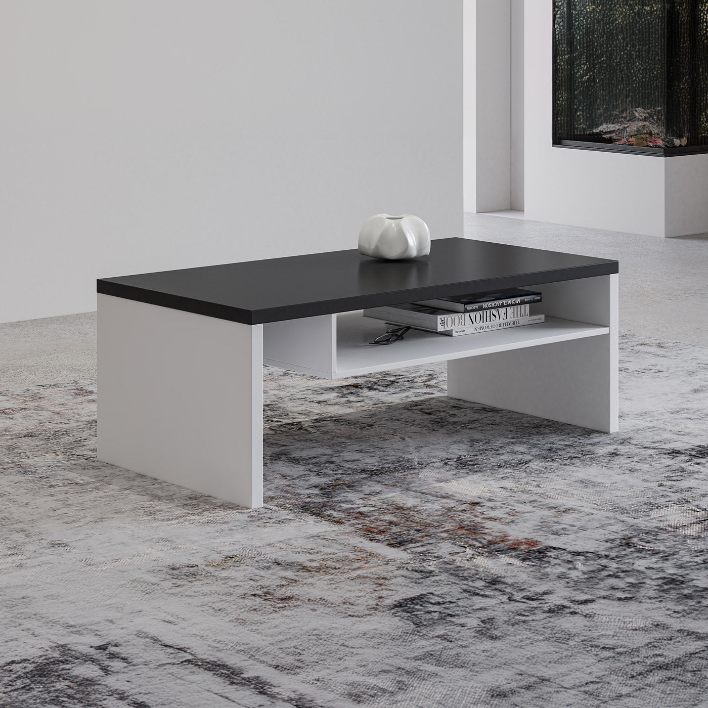 Kafijas galds Krosit kolekcija 120/60/45 cm balts/melts - N1 Home