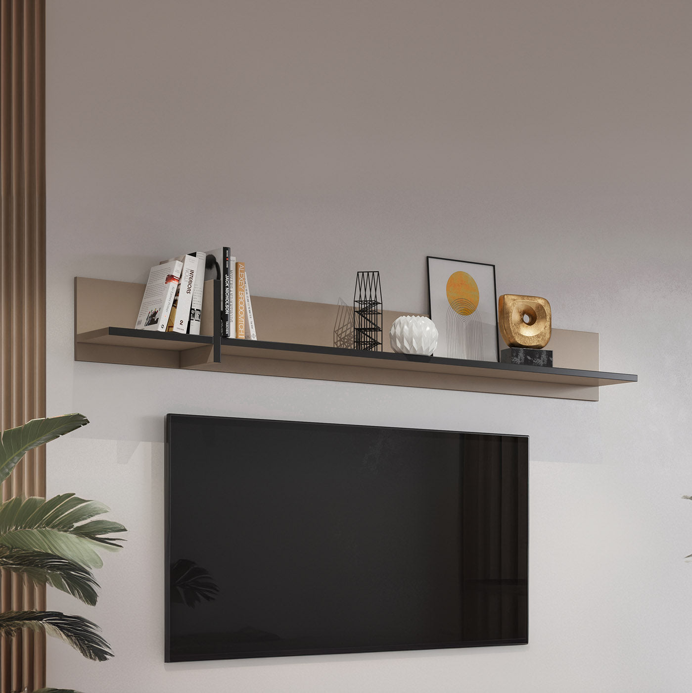 Sienas plaukts Krosit kolekcija 180/23/23 cm congo/melns - N1 Home