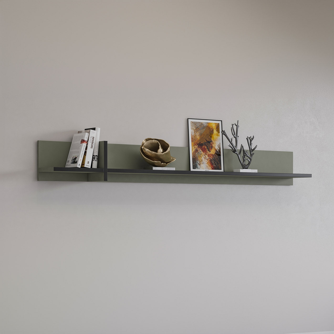 Sienas plaukts Krosit kolekcija 180/23/23 cm zaļs/melns - N1 Home