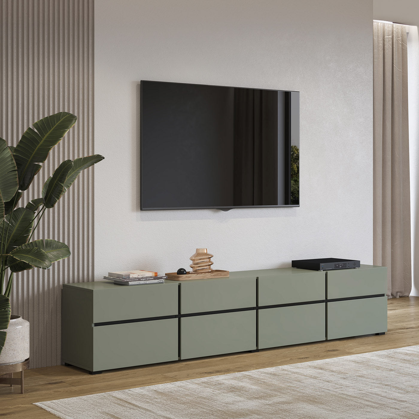 TV skapis Krosit kolekcija 225/48/40 cm zaļs/melns - N1 Home