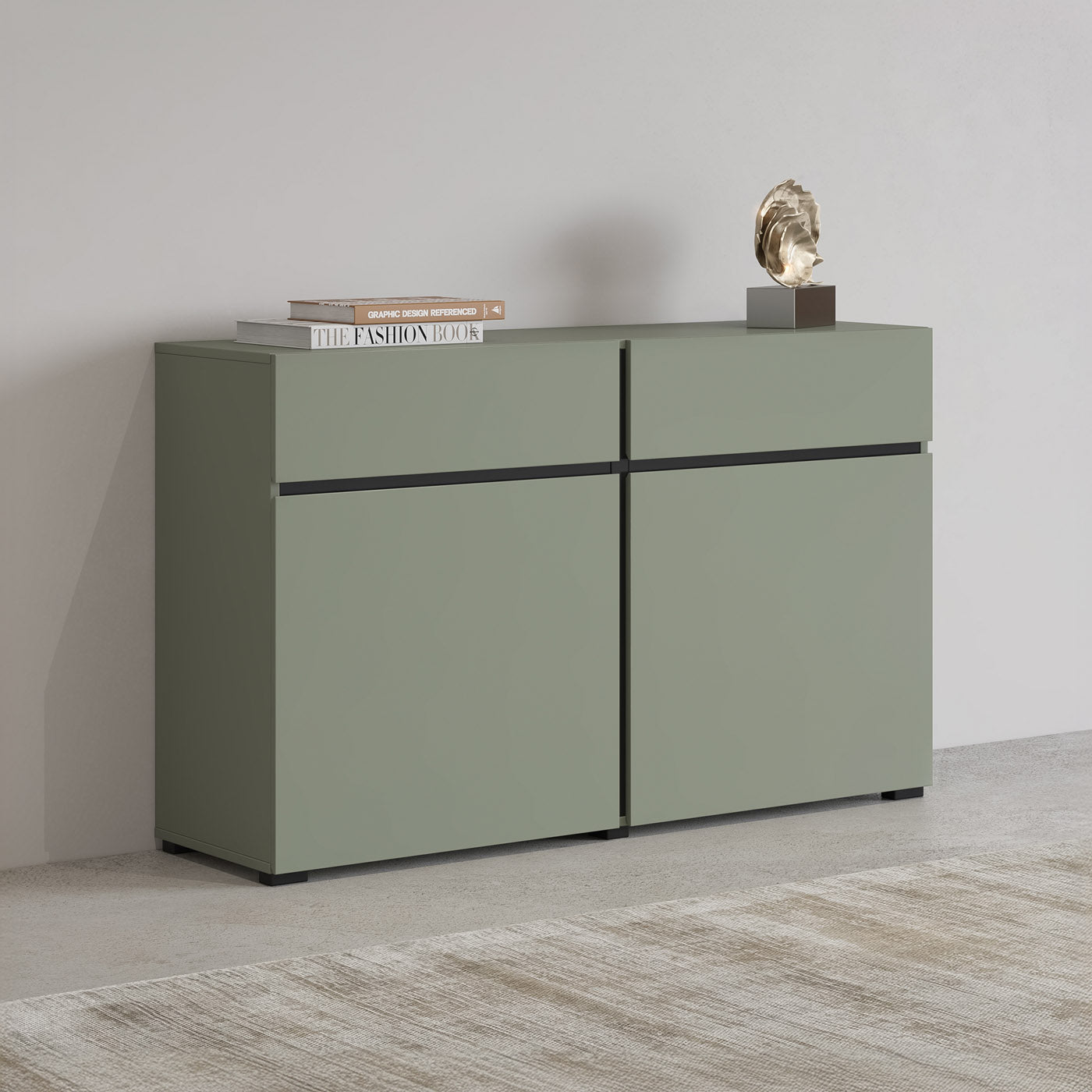 Kumode Krosit kolekcija 119/78/40 cm zaļs/melns - N1 Home