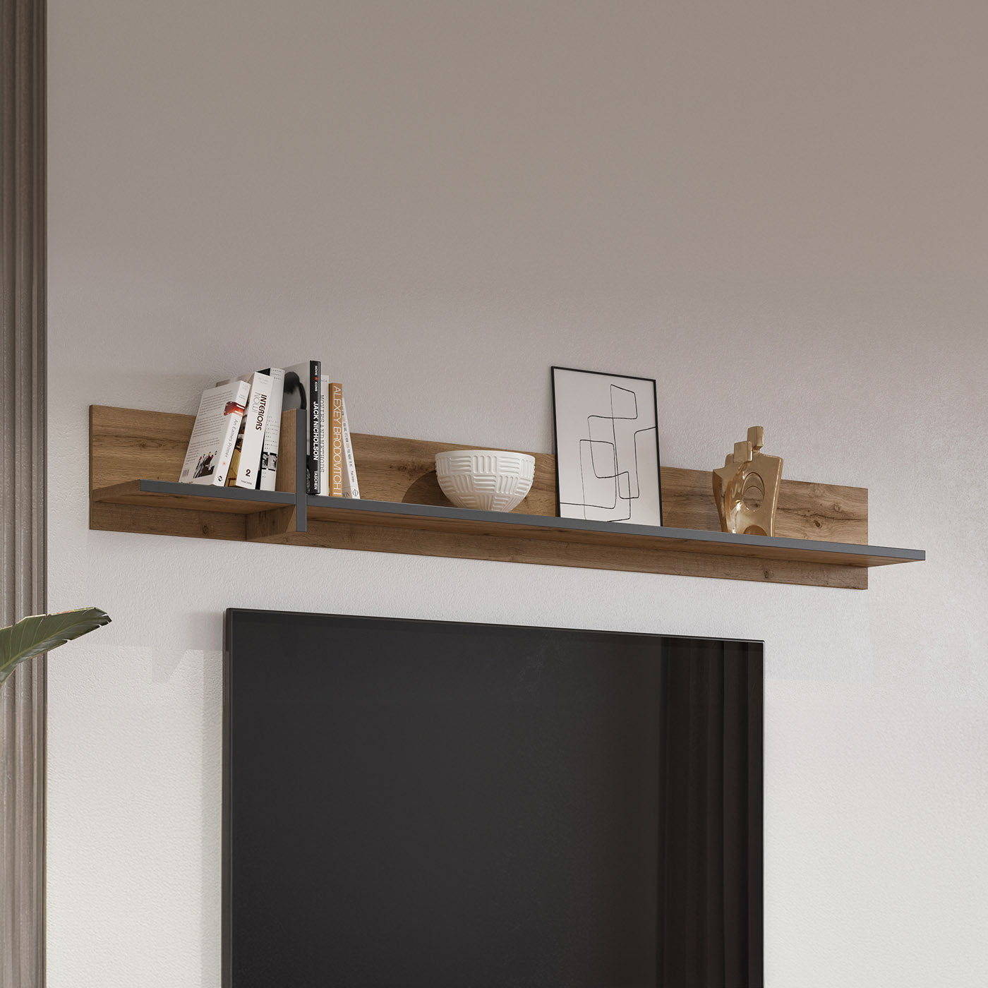 Sienas plaukts Krosit kolekcija 180/23/23 cm Votan ozols - N1 Home