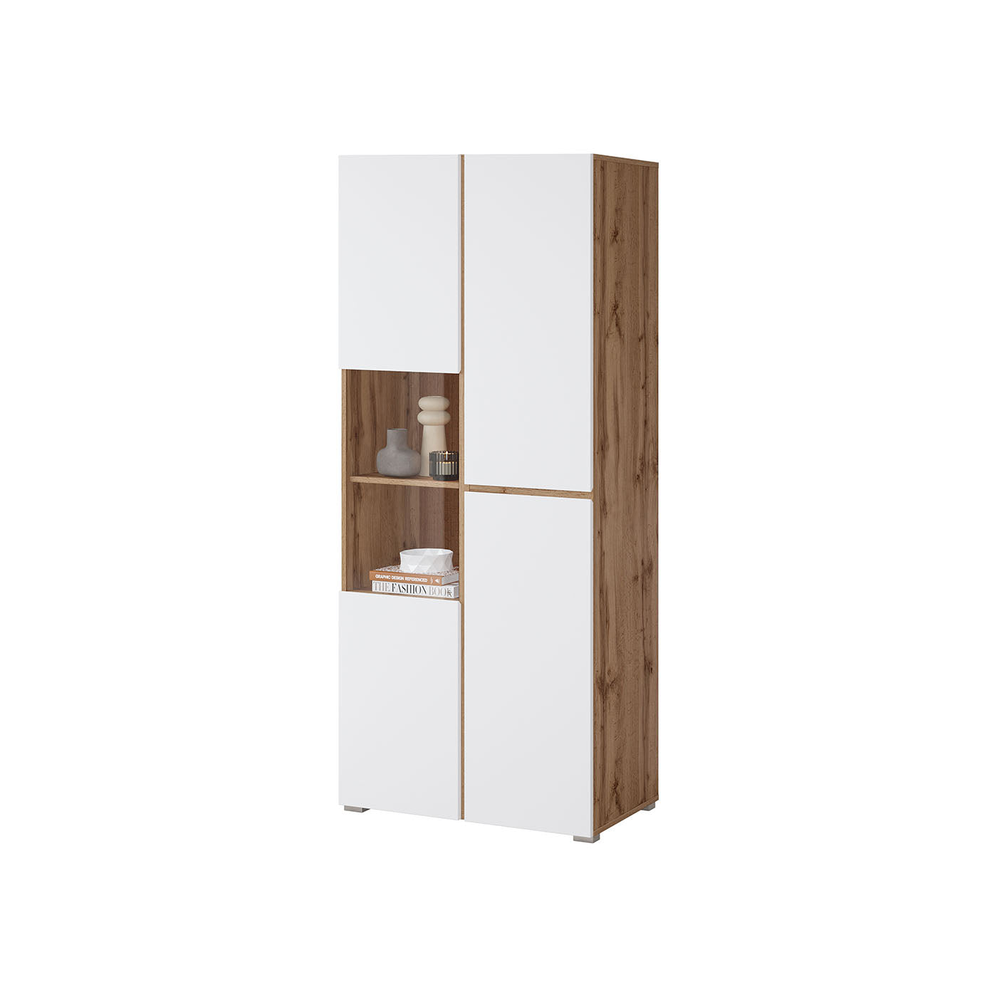 Vitrīnas skapis Krosit kolekcija 79/183/40 cm Votan ozols/balts - N1 Home