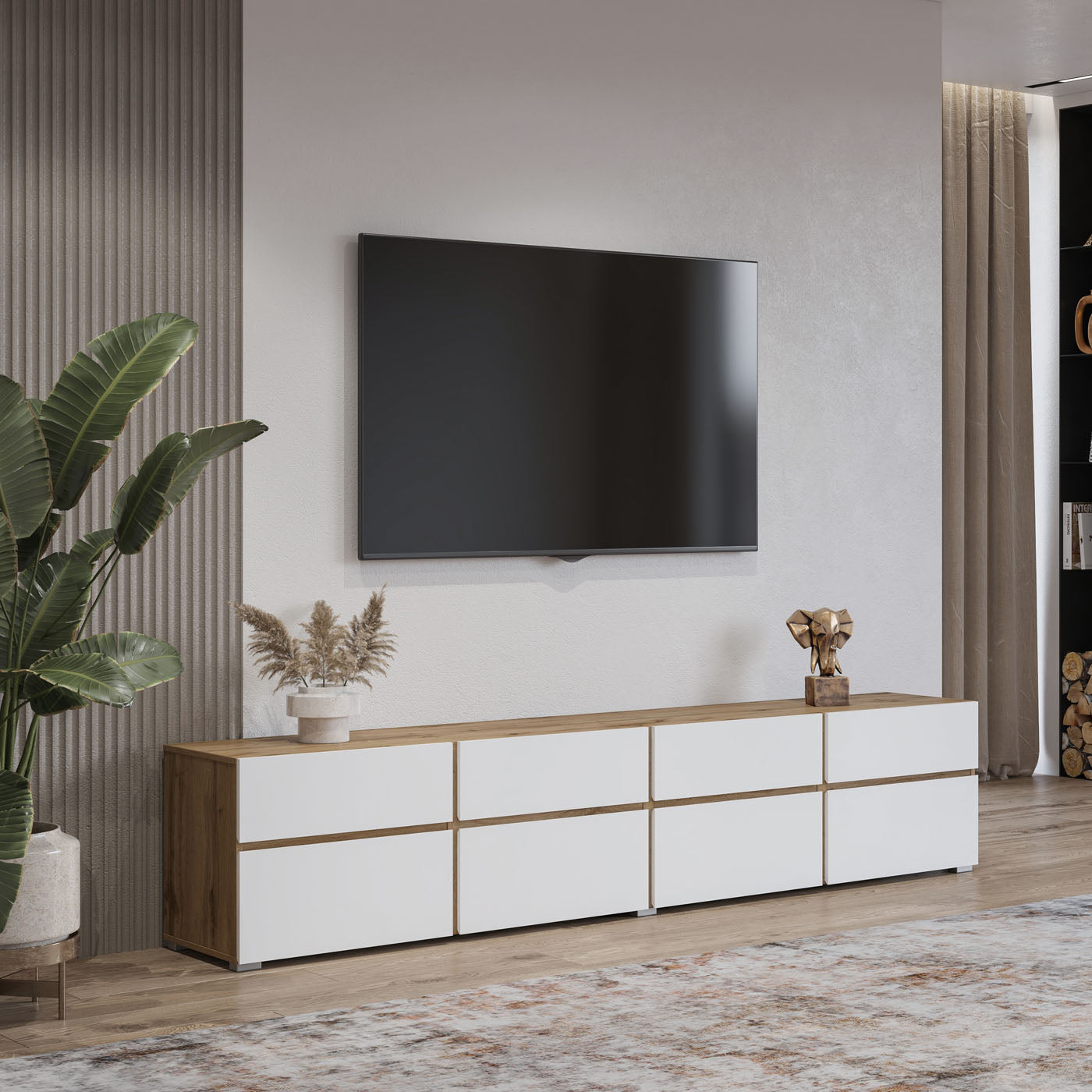 TV skapis Krosit kolekcija 225/48/40 cm Votan ozols/balts - N1 Home