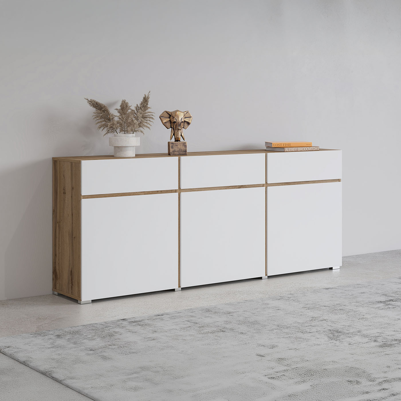 Kumode Krosit kolekcija 180/78/40 cm Votan ozols/balts - N1 Home