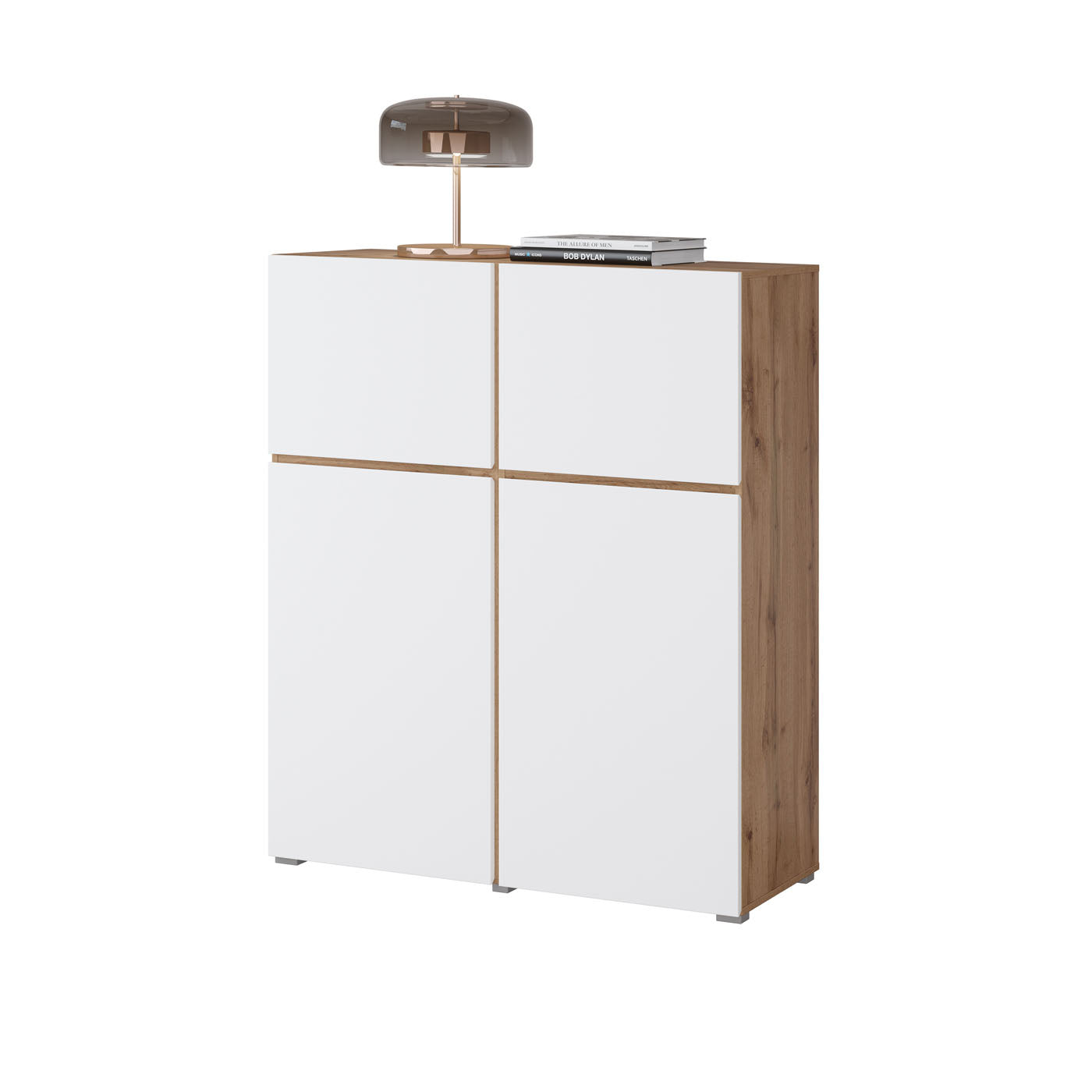 Kumode Krosit kolekcija 119/139/40 cm Votan ozols/balts - N1 Home