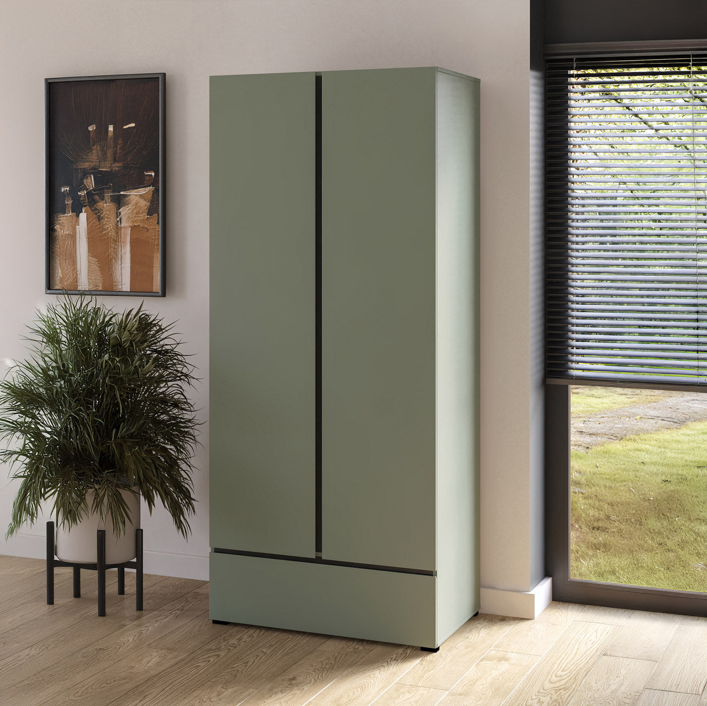 Skapis Krosit kolekcija 89;180/210/60 cm zaļs/melns - N1 Home