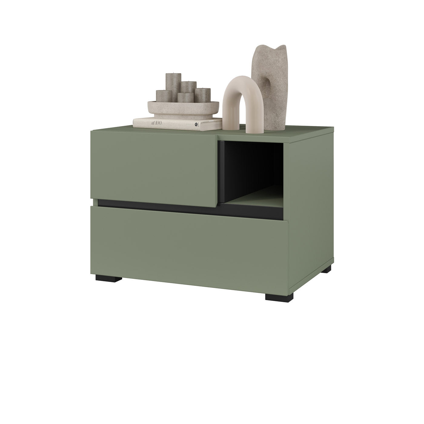 Naktsskapis (2) Krosit kolekcija 55/40/40 cm zaļs/melns