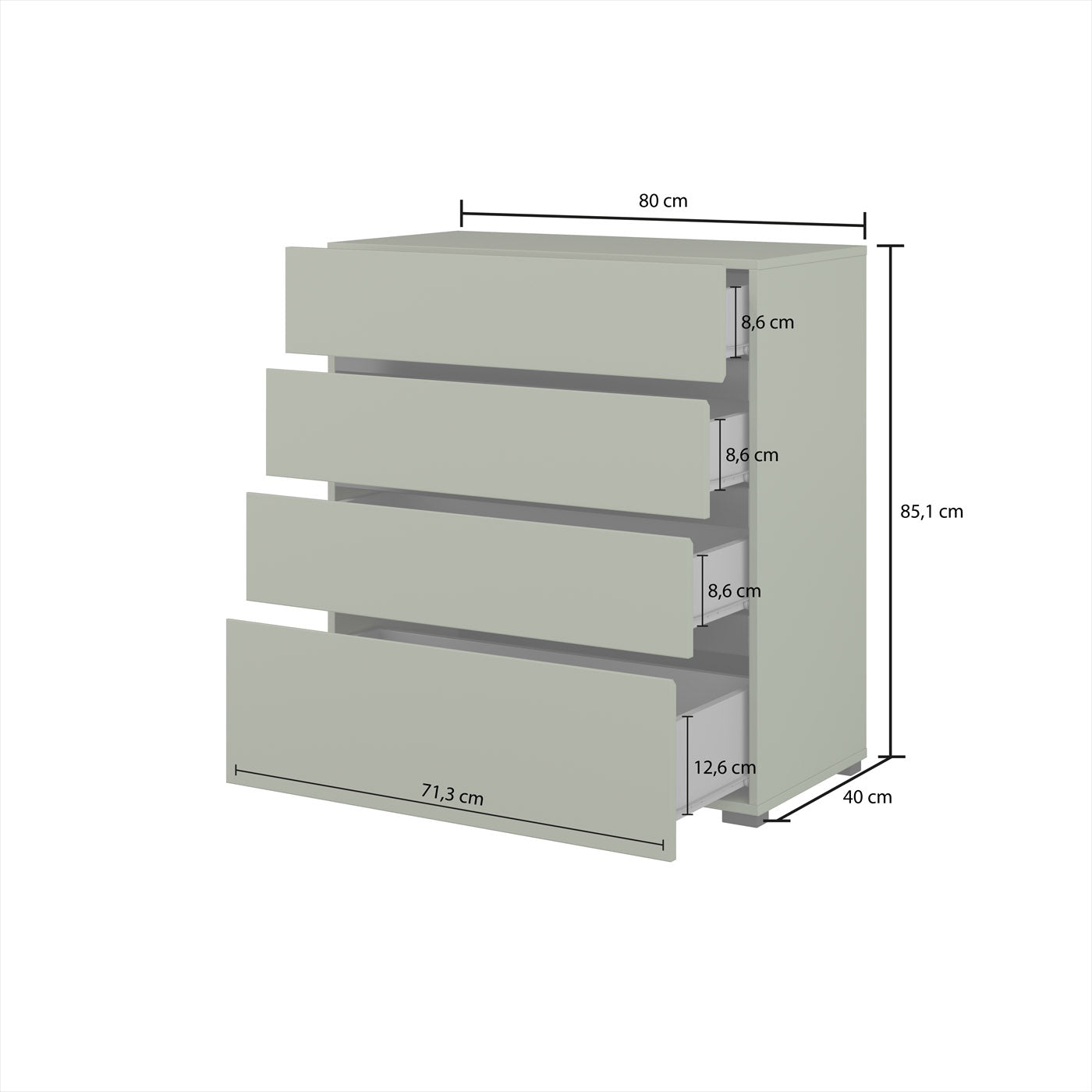 Kumode Krosit kolekcija 80/85/40 cm congo/melns - N1 Home