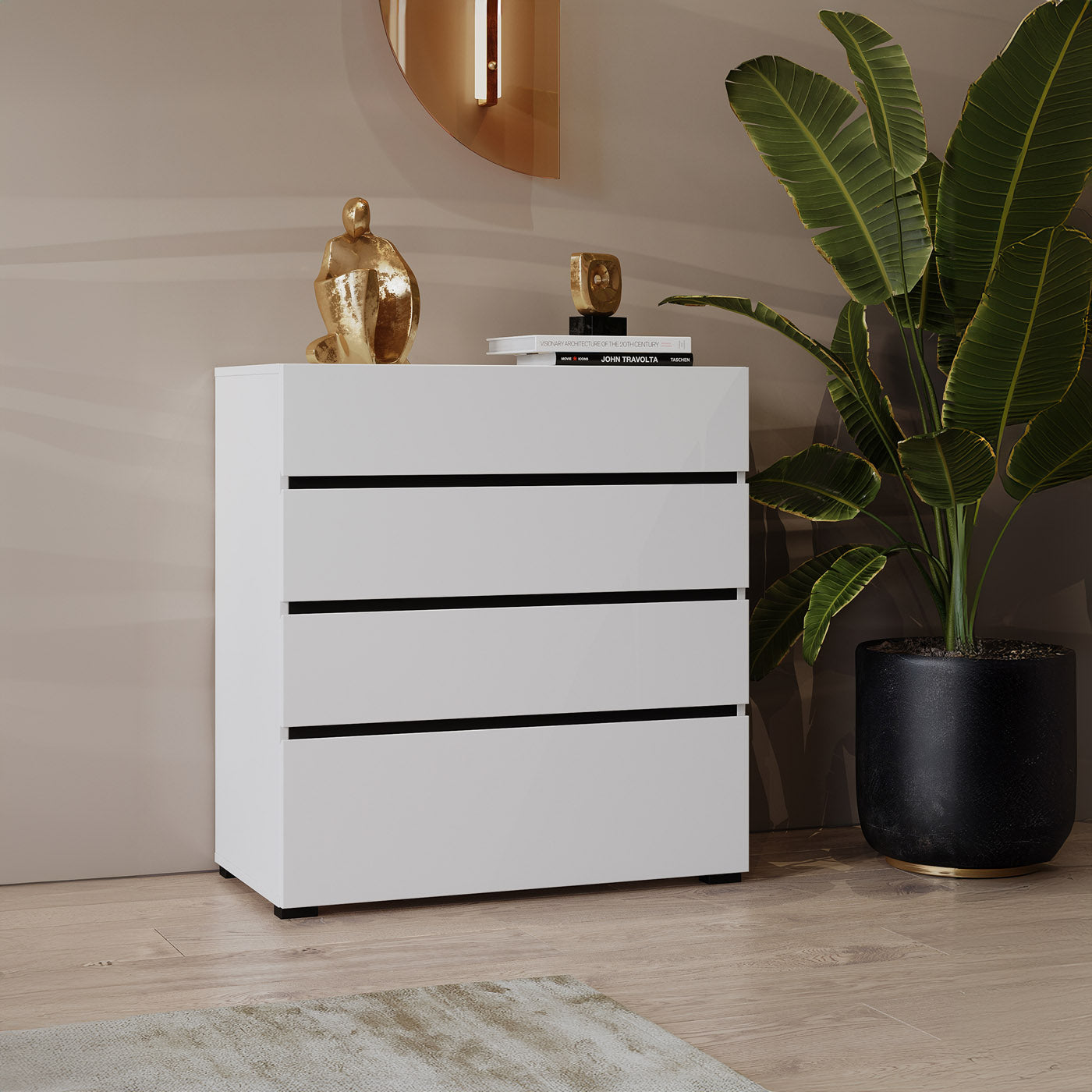 Kumode Krosit kolekcija 80/85/40 cm balts/melns - N1 Home