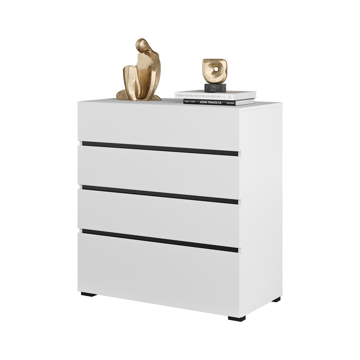 Kumode Krosit kolekcija 80/85/40 cm balts/melns - N1 Home