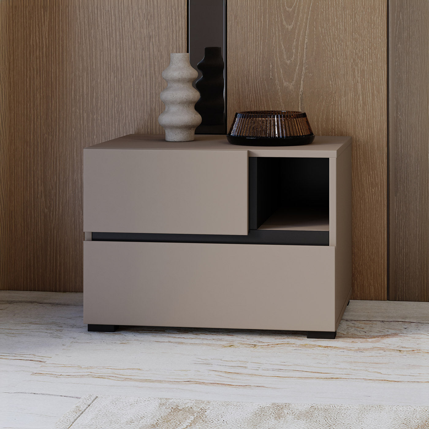 Naktsskapis (2) Krosit kolekcija 55/40/40 cm congo/melns - N1 Home
