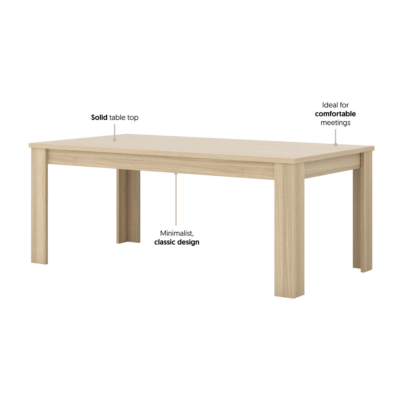 Galds Cabira II 190/100/76 cm elegants ozols/melns