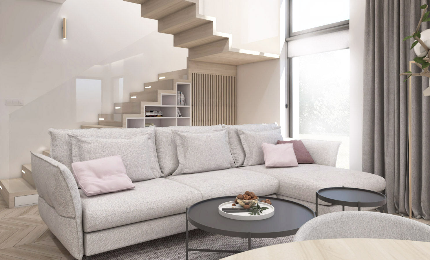 Dīvāns Carmen Corner S2 Befame 318/187/101 cm tumši zils - N1 Home