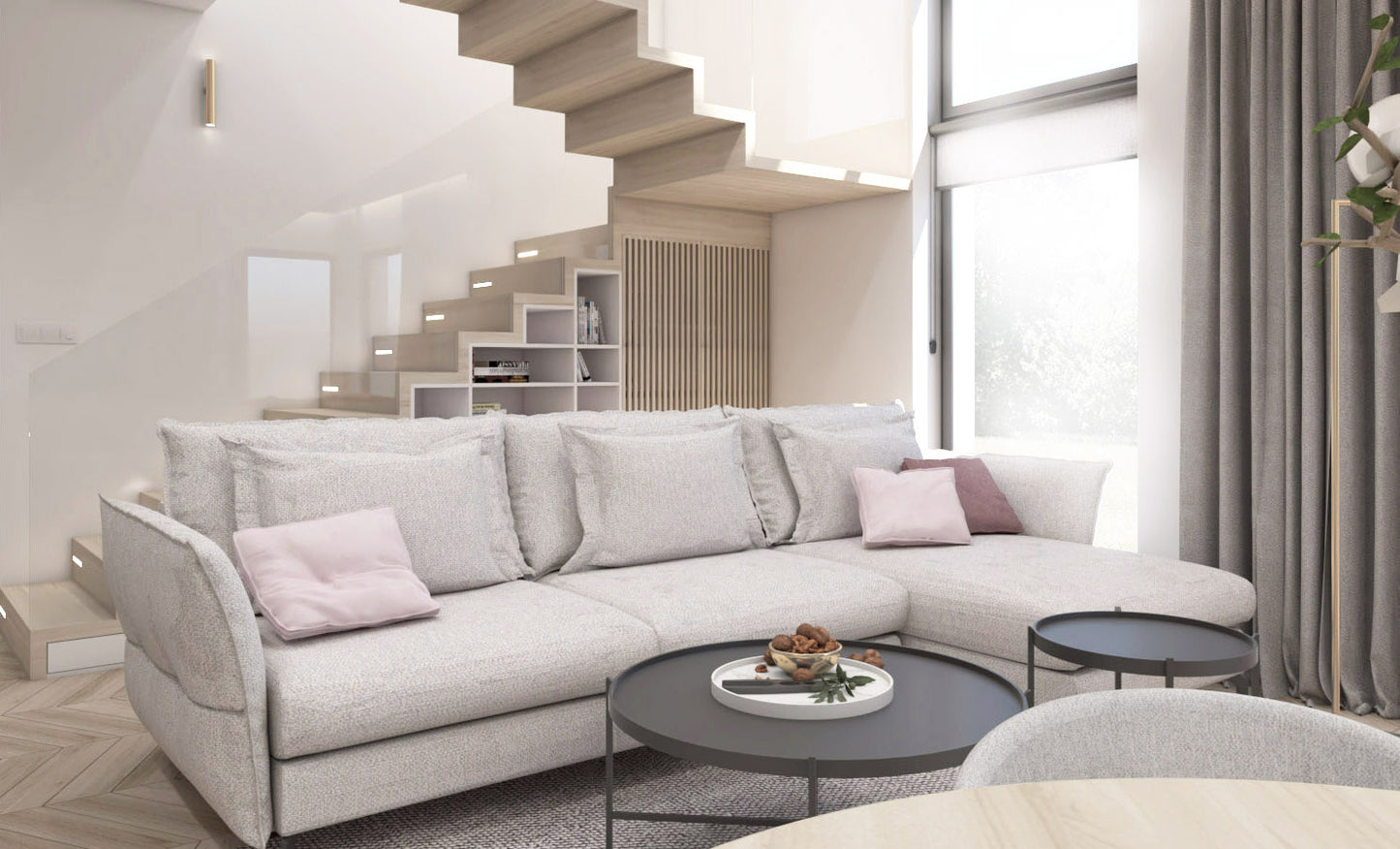 Dīvāns Carmen Corner S2 Befame 318/187/101 cm zaļs - N1 Home