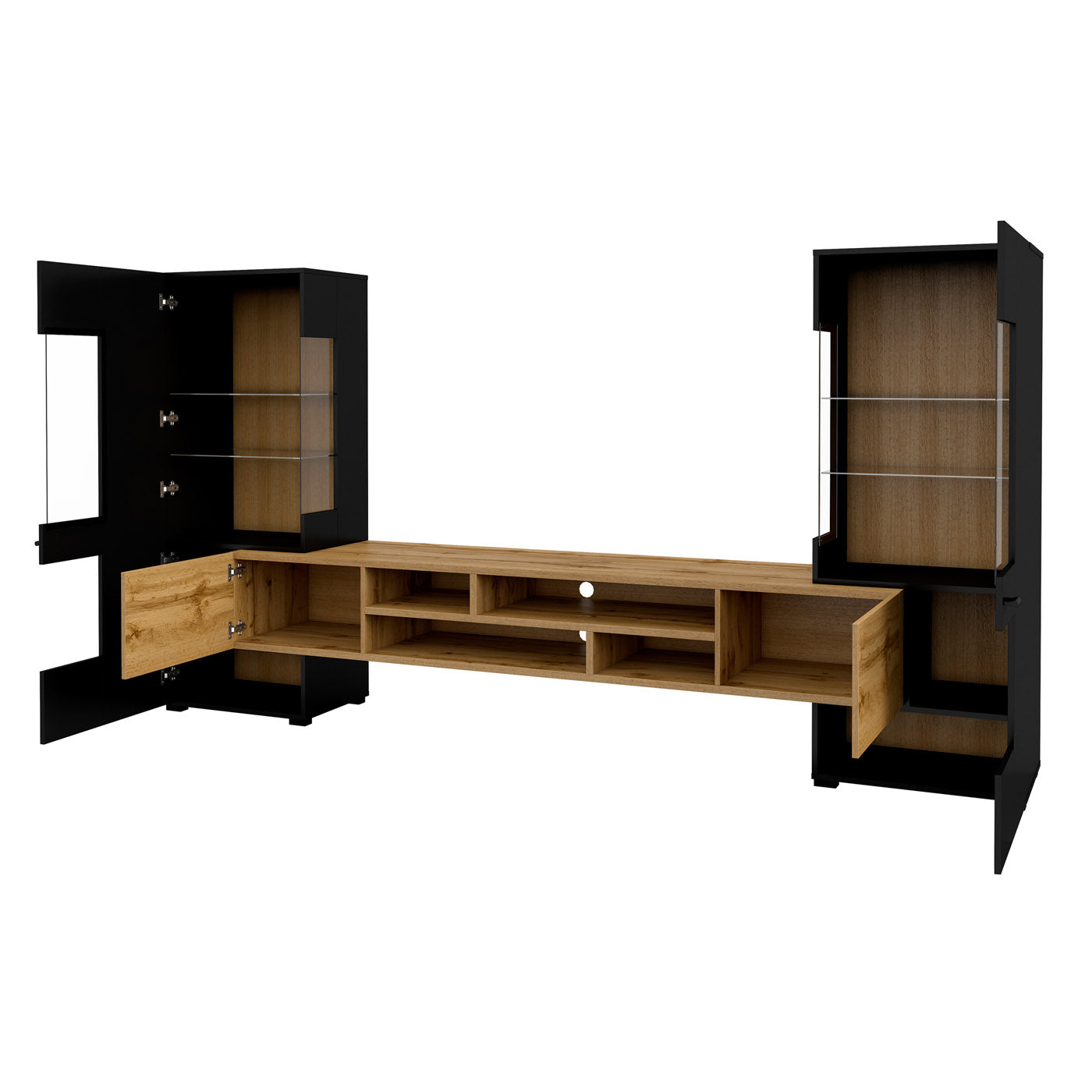 Sienas bloks Cobas 270/143/45 cm melns oniks/votan ozols - N1 Home