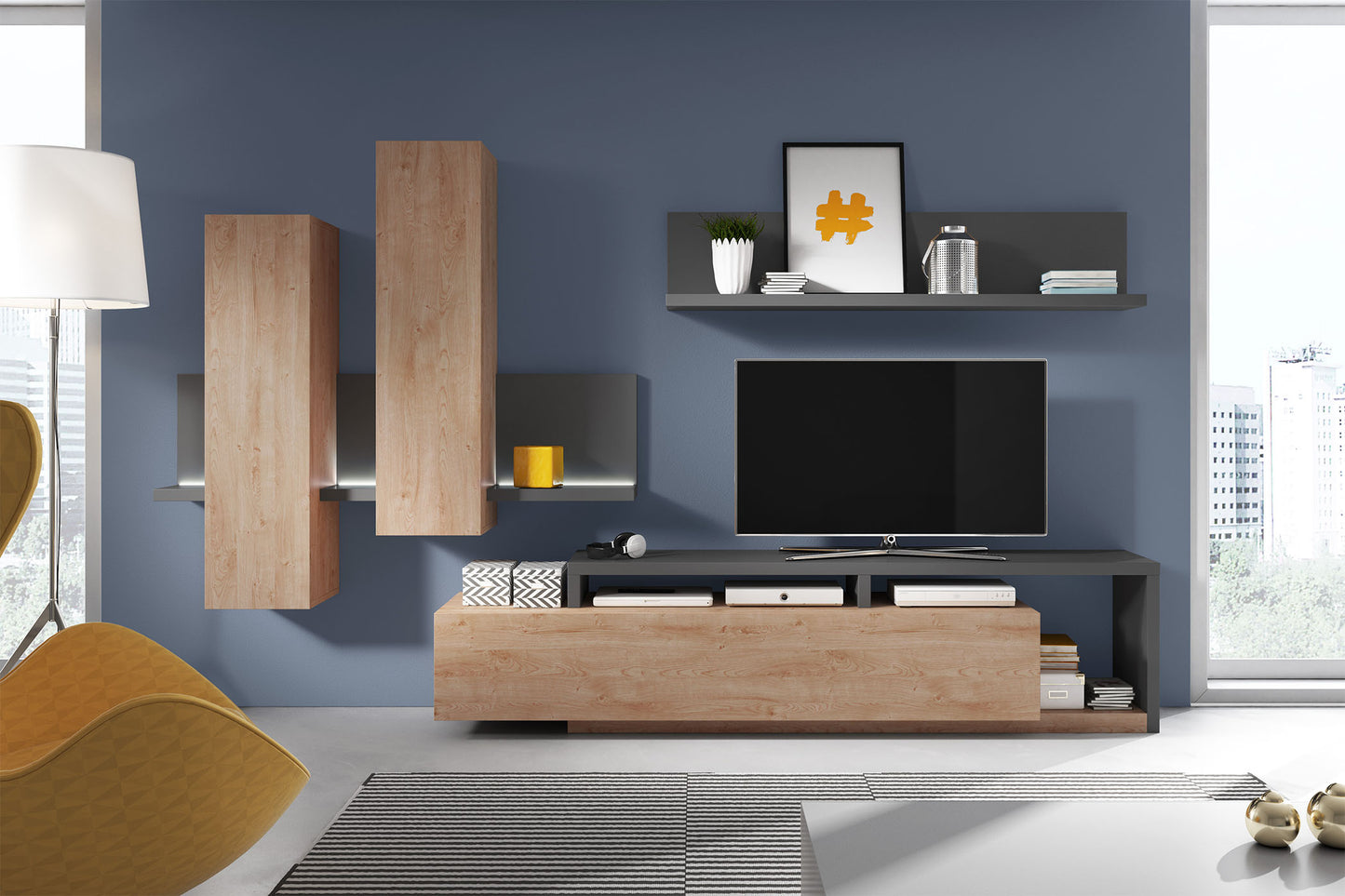 Sienas plaukts Botas 150/24/32 cm ābele/egle