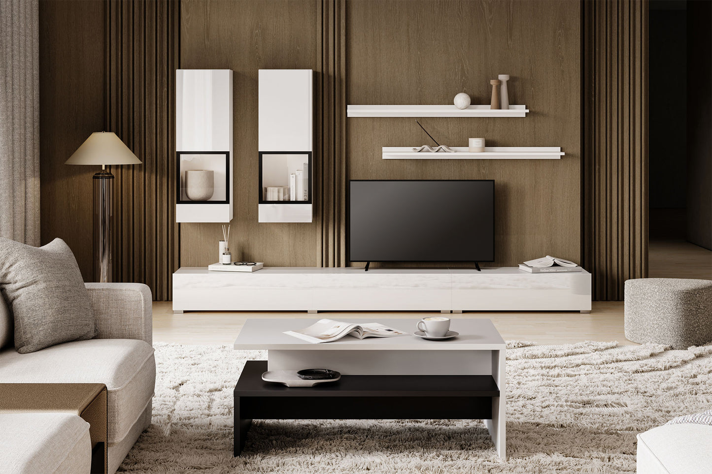 Sienas bloks Barots 270/41 cm balts spīdums/melns - N1 Home