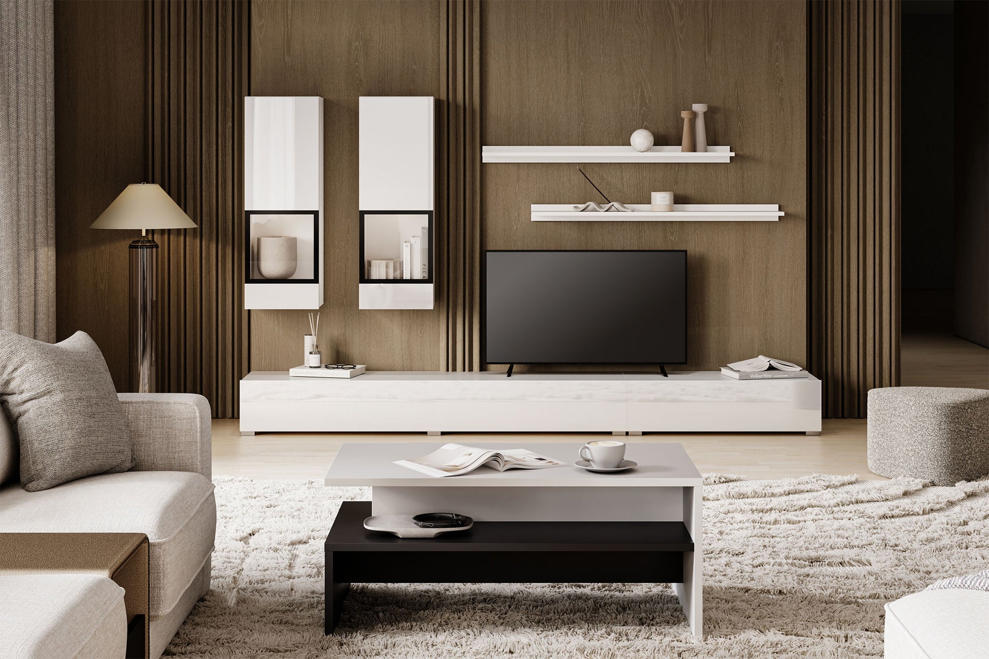 Sienas bloks Barots 270/41 cm balts spīdums/melns - N1 Home