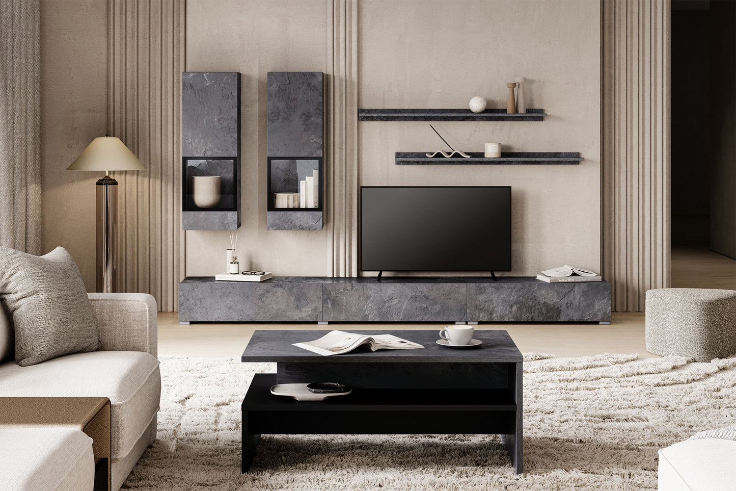 Sienas bloks Barots 270/41 cm šīferis/melns - N1 Home