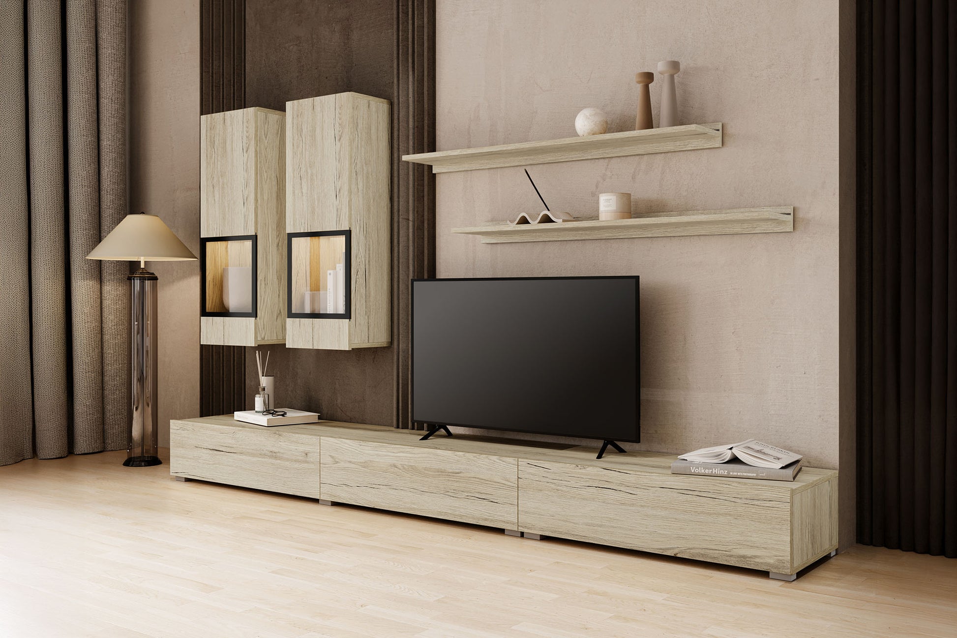 Kumode Barots 132/39/70 cm gaiši bēšs/melns - N1 Home