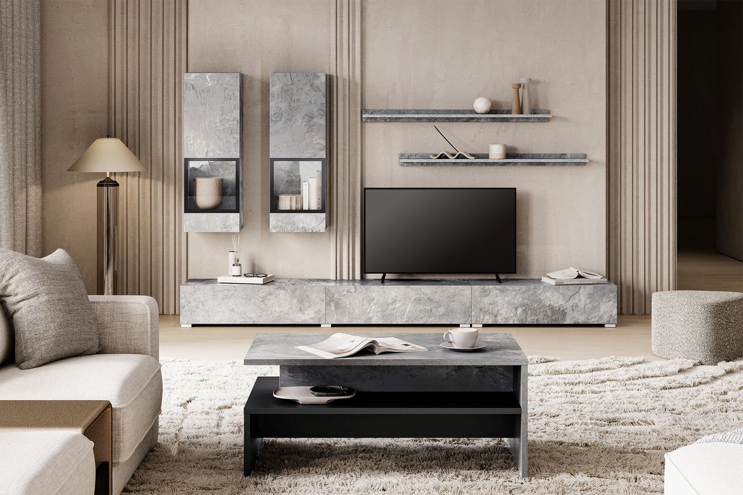 Kumode Barots 132/39/70 cm betons - N1 Home