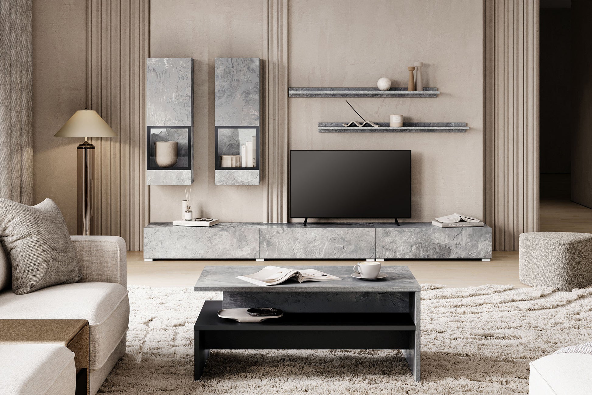 Kumode Barots 132/39/70 cm betons - N1 Home