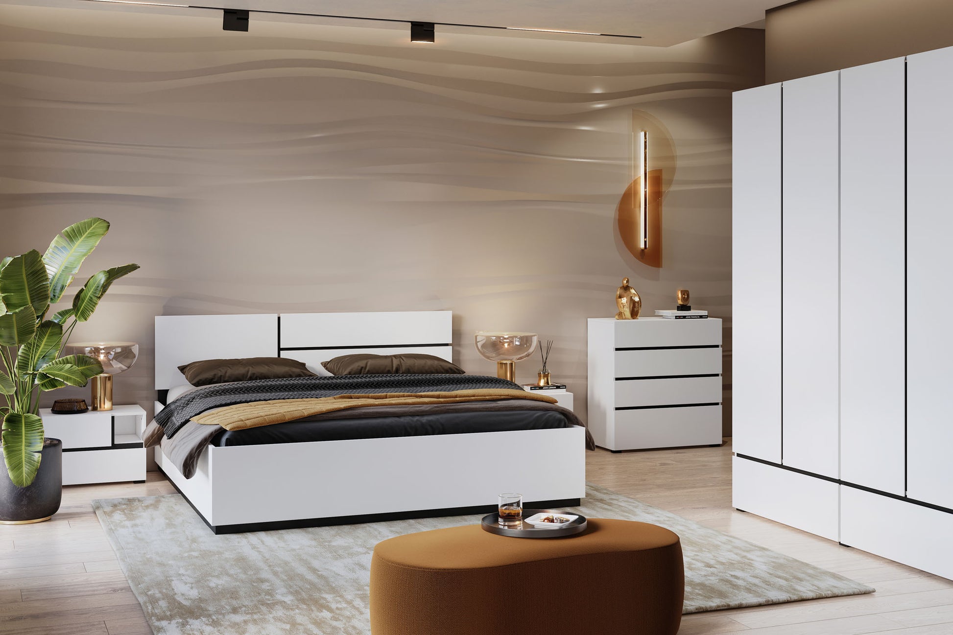 Kumode Krosit kolekcija 80/85/40 cm balts/melns - N1 Home