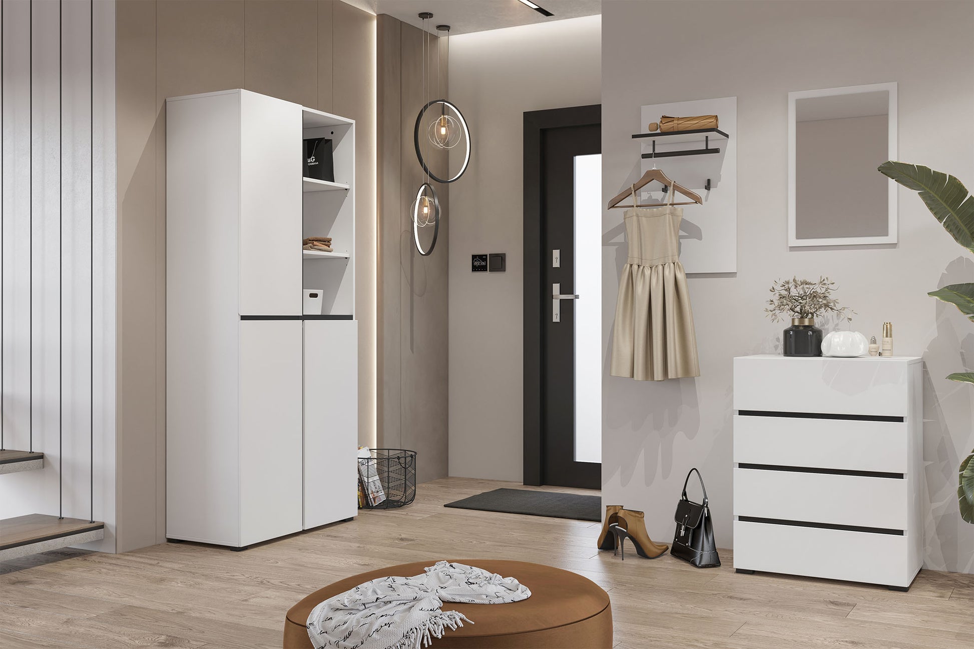 Kumode Krosit kolekcij 60/78/40 cm balts/melns - N1 Home