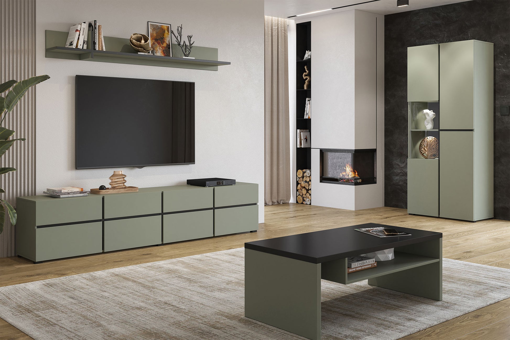 Kafijas galds Krosit kolekcija 120/60/45 cm zaļs/melns - N1 Home