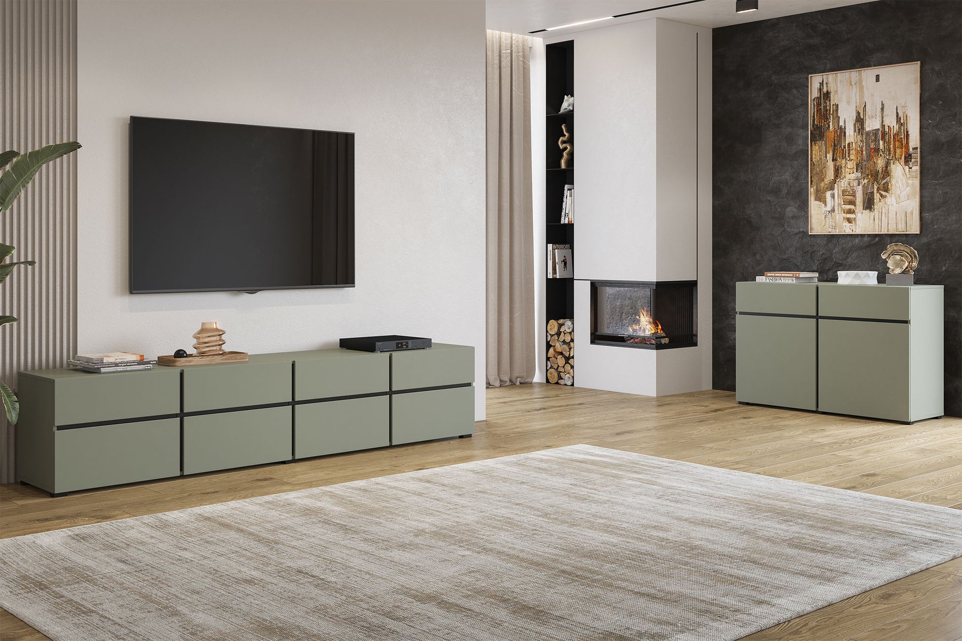 Sienas plaukts Krosit kolekcija 180/23/23 cm zaļs/melns - N1 Home