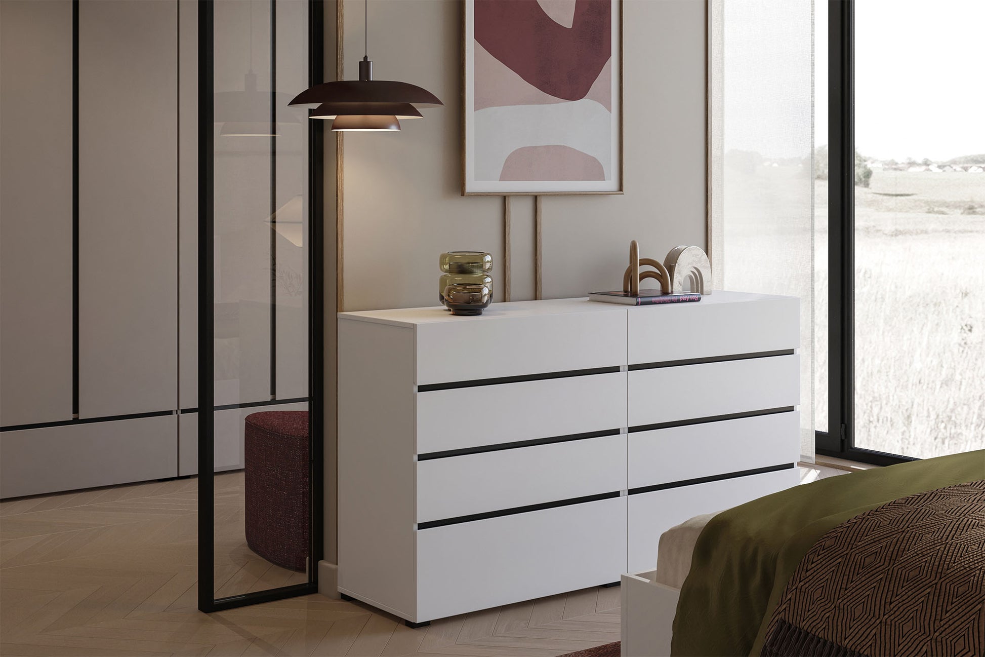 Kumode Krosit kolekcija 80/85/40 cm balts/melns - N1 Home