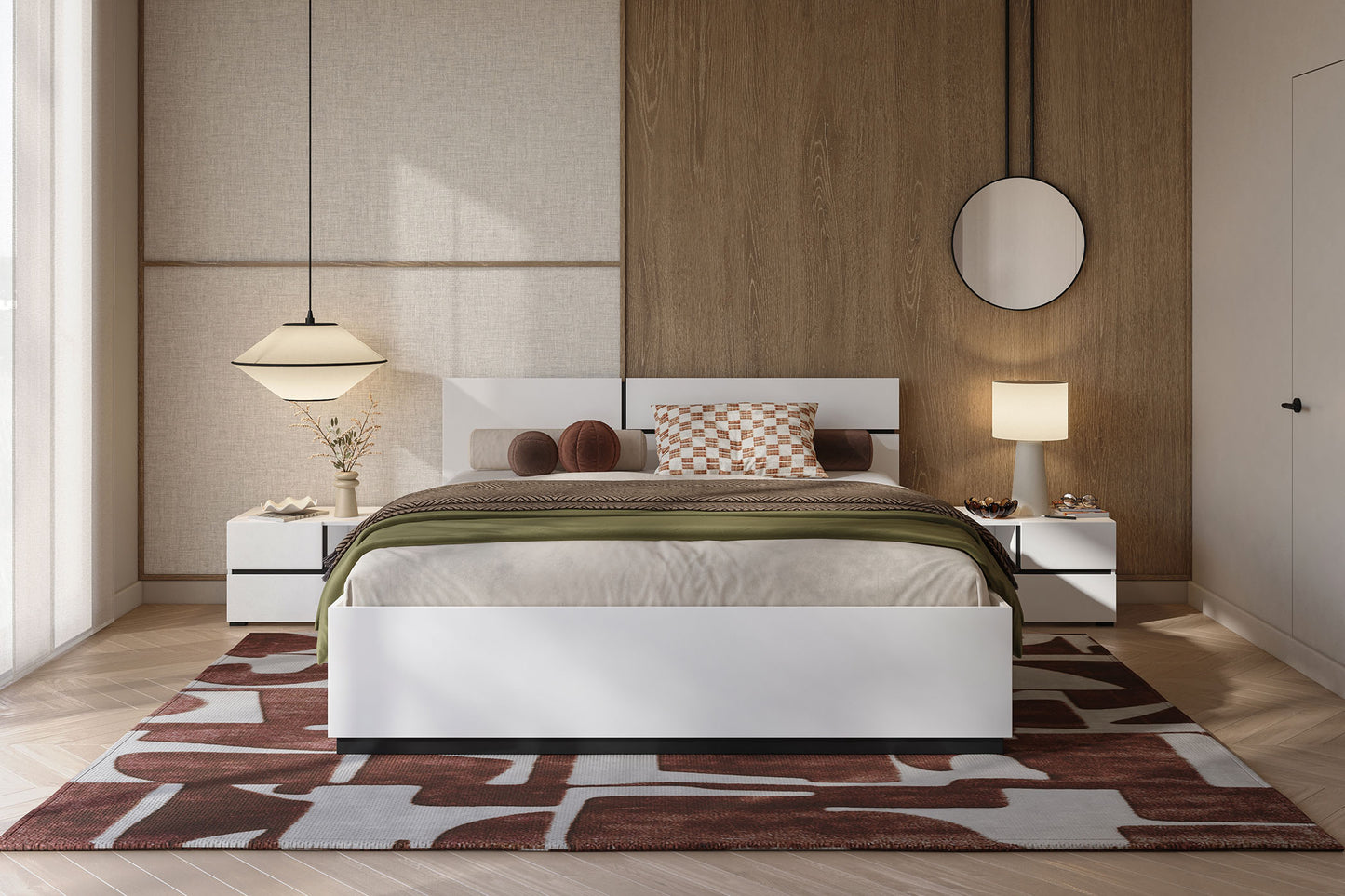 Naktsskapis (2) Krosit kolekcija 55/40/40 cm balts/melns - N1 Home