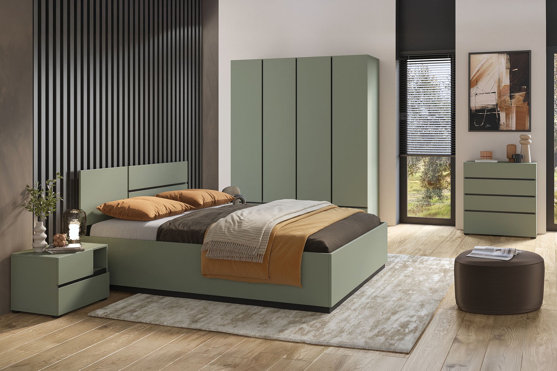 Kumode Krosit kolekcija 80/150/40 cm zaļs/melns - N1 Home