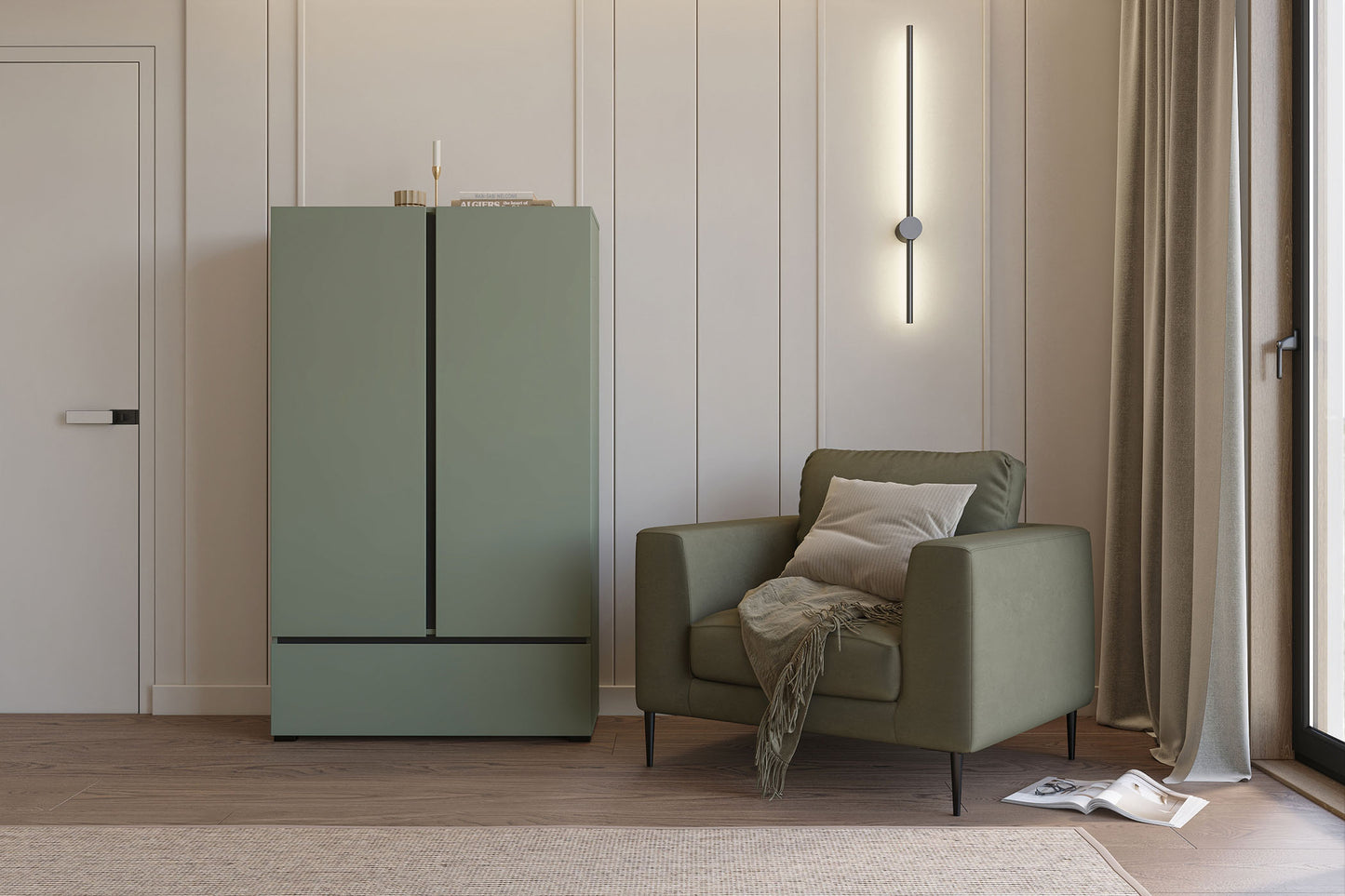 Kumode Krosit kolekcija 80/150/40 cm zaļs/melns - N1 Home