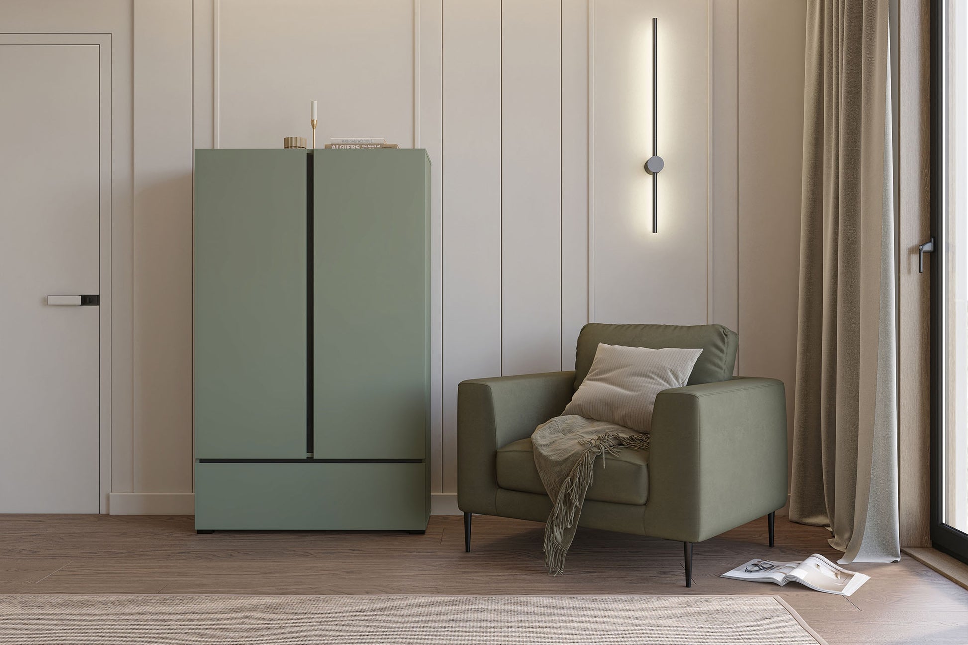 Kumode Krosit kolekcija 80/150/40 cm zaļs/melns - N1 Home