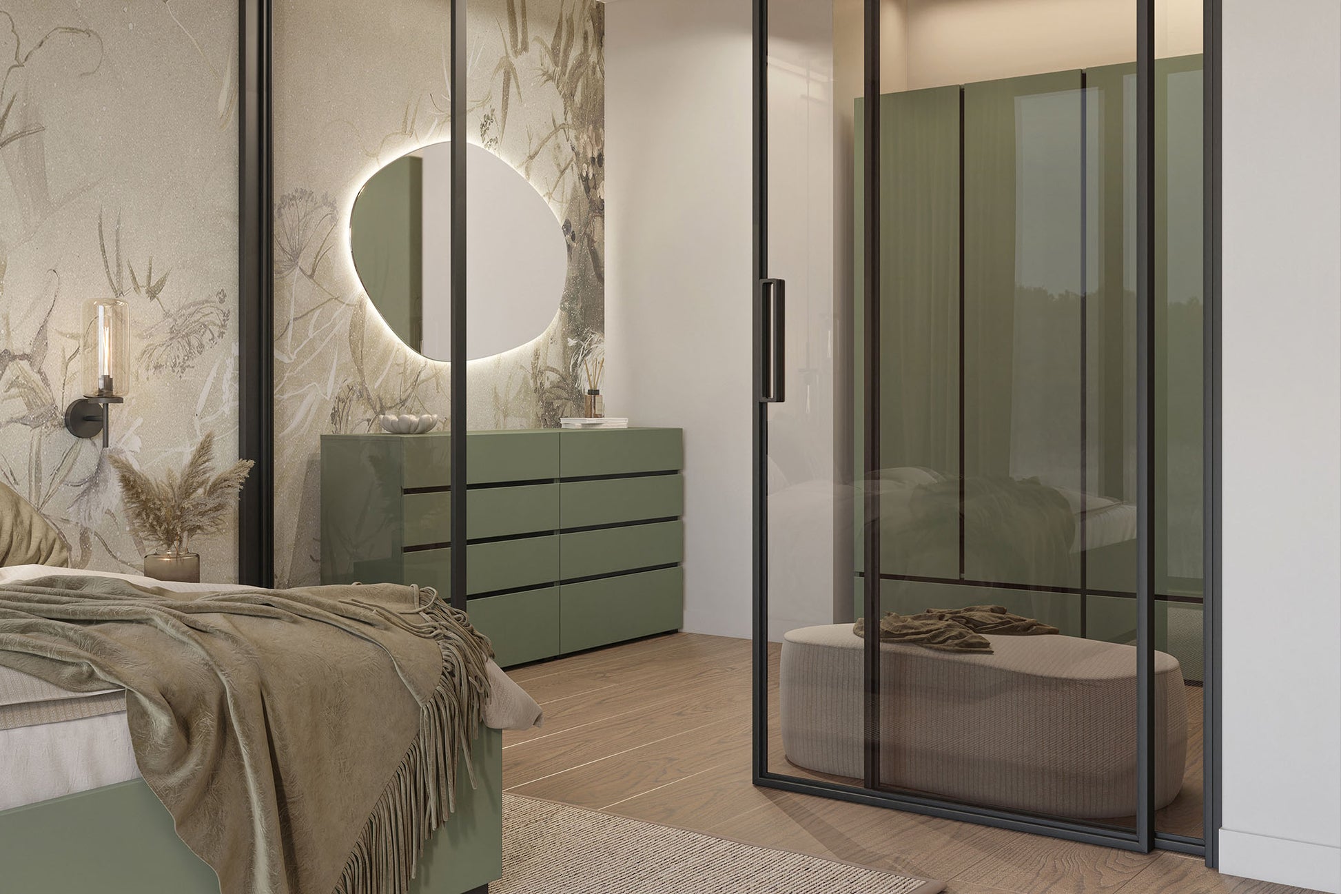 Skapis Krosit kolekcija 89;180/210/60 cm zaļs/melns - N1 Home