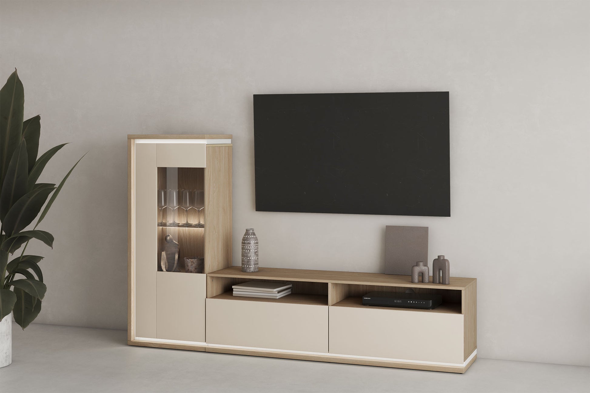 Sienas bloks Dors 270/201/41 cm eļļots ozols/kašmirs - N1 Home