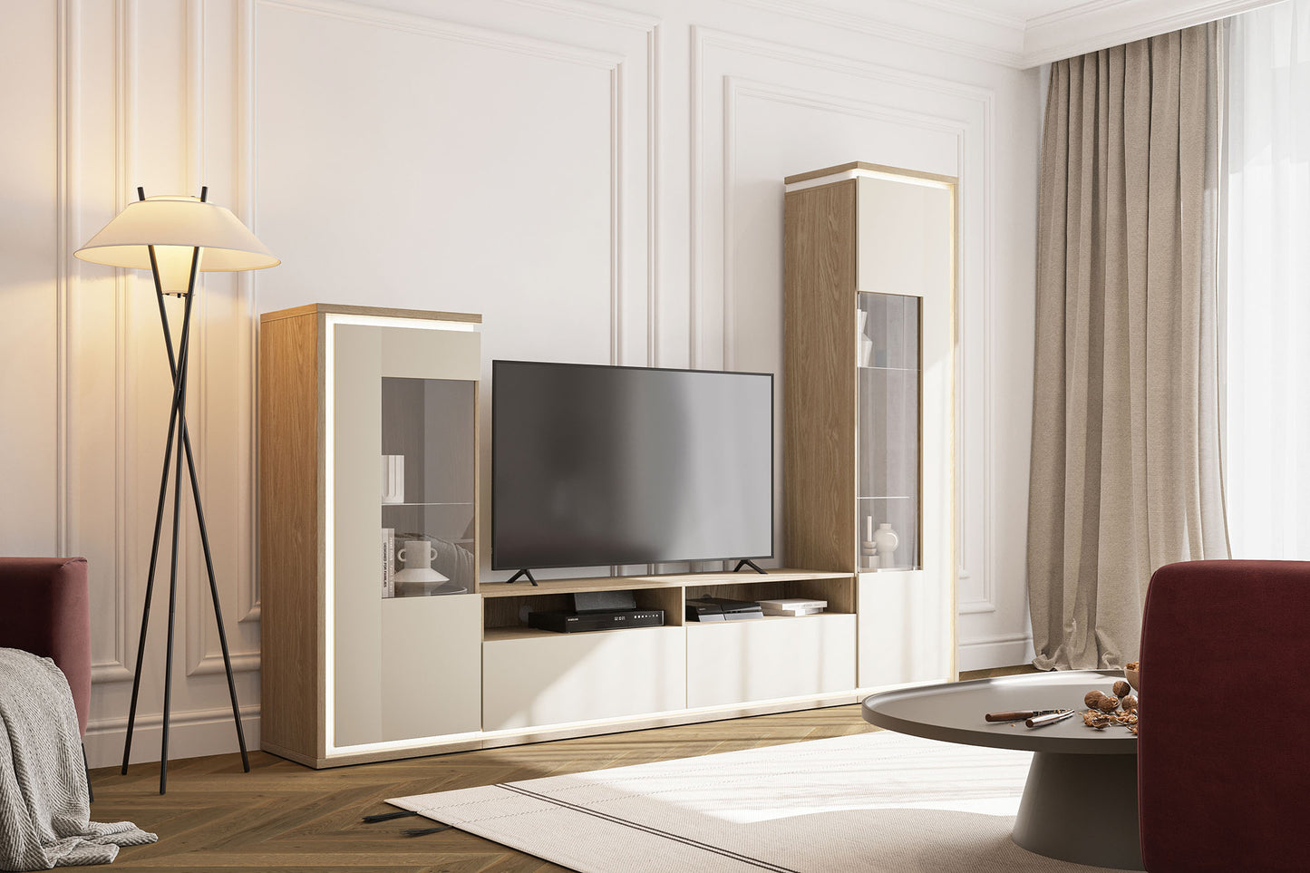 Sienas bloks Dors 270/201/41 cm eļļots ozols/kašmirs - N1 Home