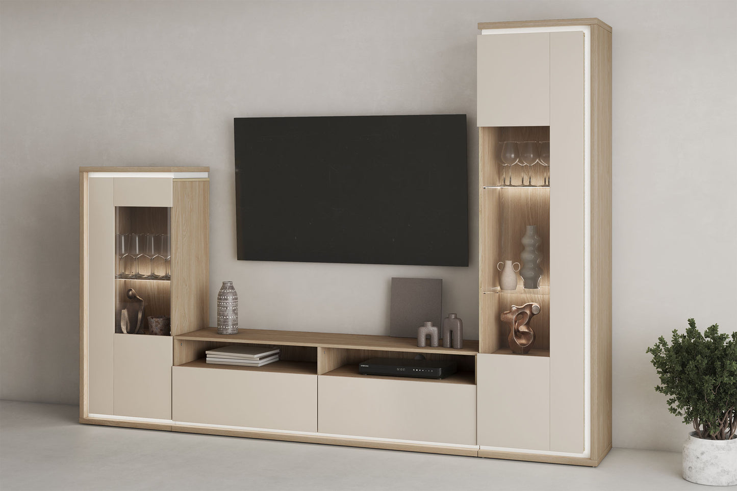 Sienas bloks Dors 270/201/41 cm eļļots ozols/kašmirs - N1 Home