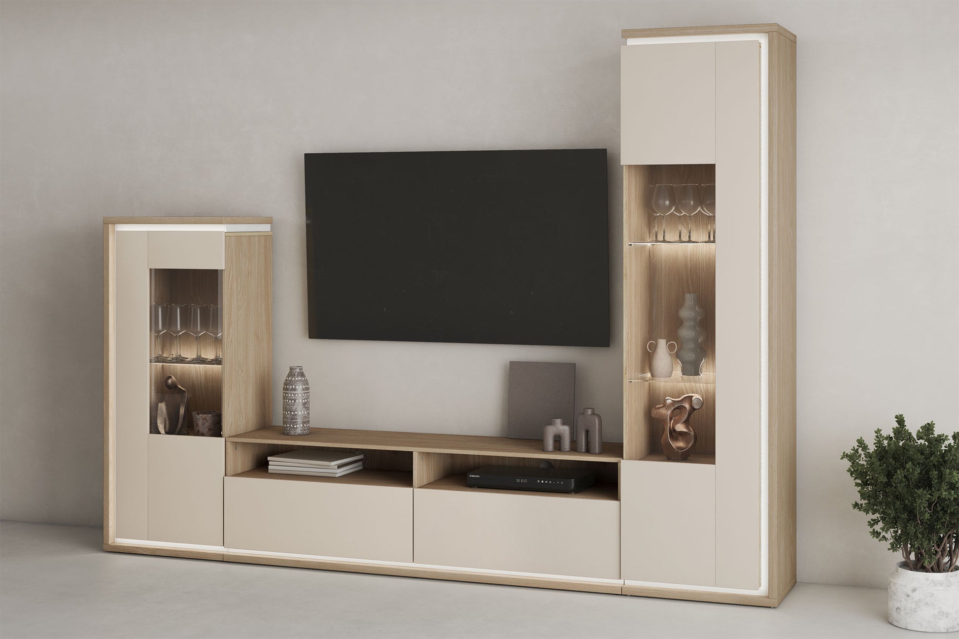 Sienas bloks Dors 270/201/41 cm eļļots ozols/kašmirs - N1 Home