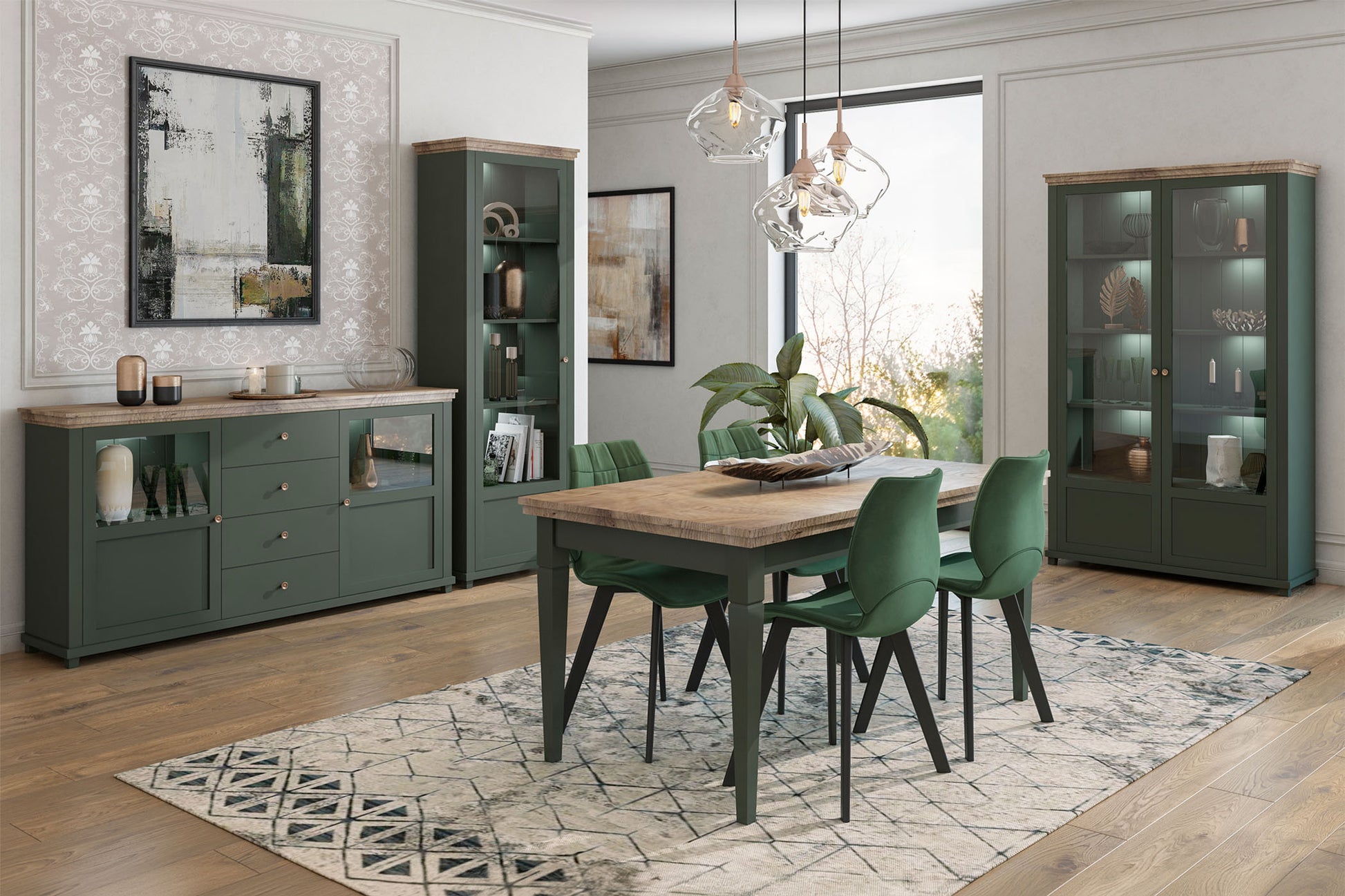 Grāmatu plaukts  Evtar 71/200/42 cm zaļs/Lefkas ozolkoka lamināts - N1 Home